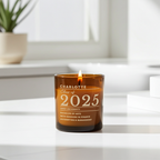 Personalised Amber Glass Vanilla Candle Jar | Graduation Keepsake Gift