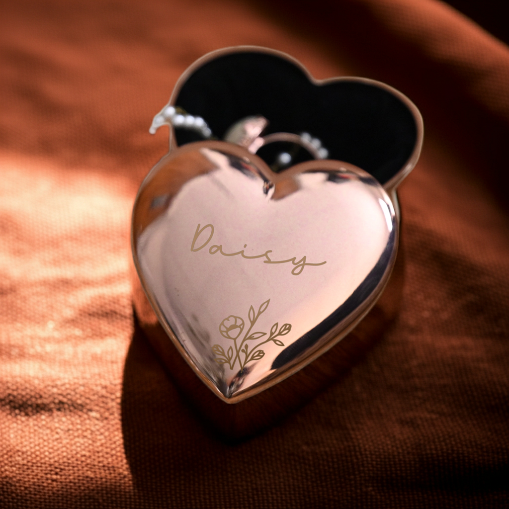 Personalised Rose Gold Heart Trinket Box | A Beautiful Keepsake for Someone Special