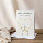 Personalised Gold Champagne Flutes Greeting Card | A Stylish Way to Celebrate Their Special Day