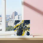 “Midnight Bloom” | Black, Gold & Pearl Resin Art with Lapis Lazuli Gemstones | Imperfectly Perfect Handmade Wooden Canvas