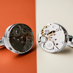 Personalised Engraved Gear Movement Cufflinks | Modern Font Engraved | A Personal Gift