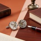 Personalised Engraved Gear Movement Cufflinks | Modern Font Engraved | A Personal Gift