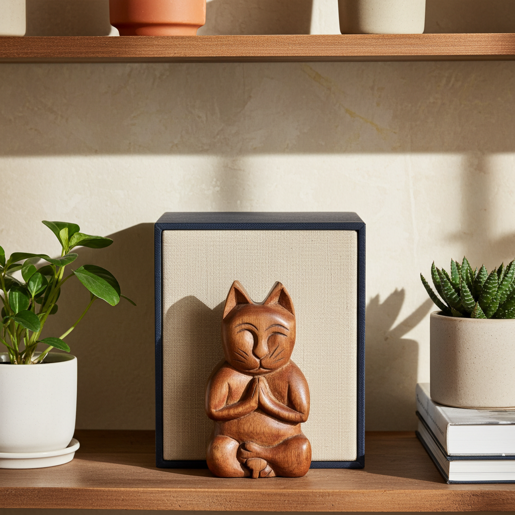 Bali Secret Trinket Storage Box - Yoga Cat