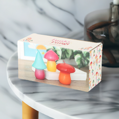 Set of 3 Mushroom Shaped Candles Colourful Unscented Decor Candles Cottagecore, Fairycore, Whimsical Home Styling