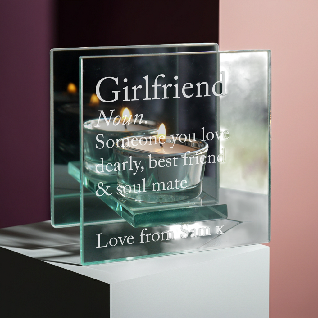 Personalised Mirrored Glass Tea Light Holder | A Stylish Gift for Any Occasion