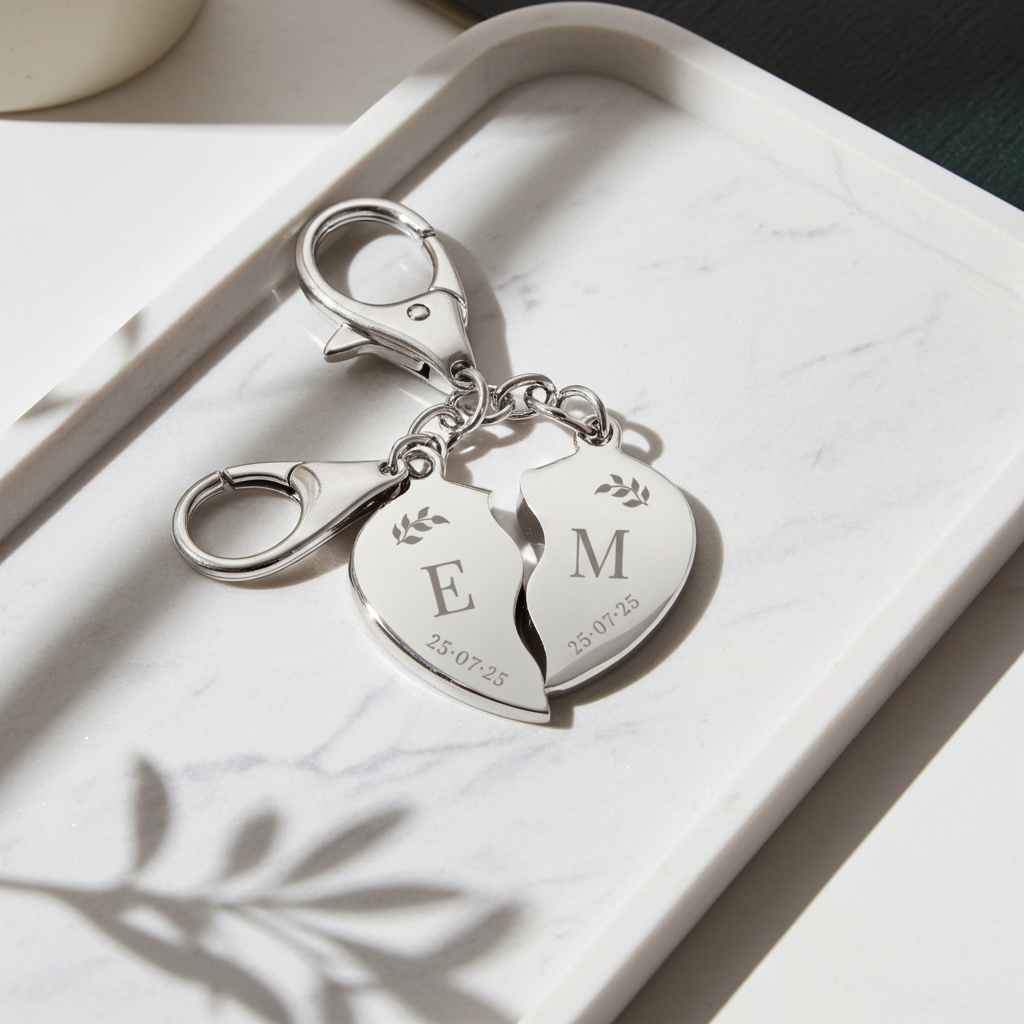 Personalised Two Hearts Keyring | A Beautiful Gift for Newlyweds