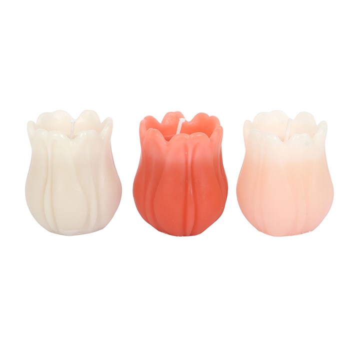 Tulip‑Shaped Candle Set | 3 Unscented Spring Candles | Floral Home Décor | 5‑Hour Burn | Easter & Spring Table Styling