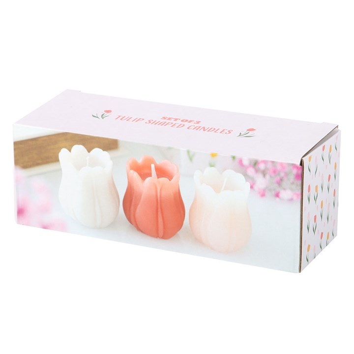 Tulip‑Shaped Candle Set | 3 Unscented Spring Candles | Floral Home Décor | 5‑Hour Burn | Easter & Spring Table Styling