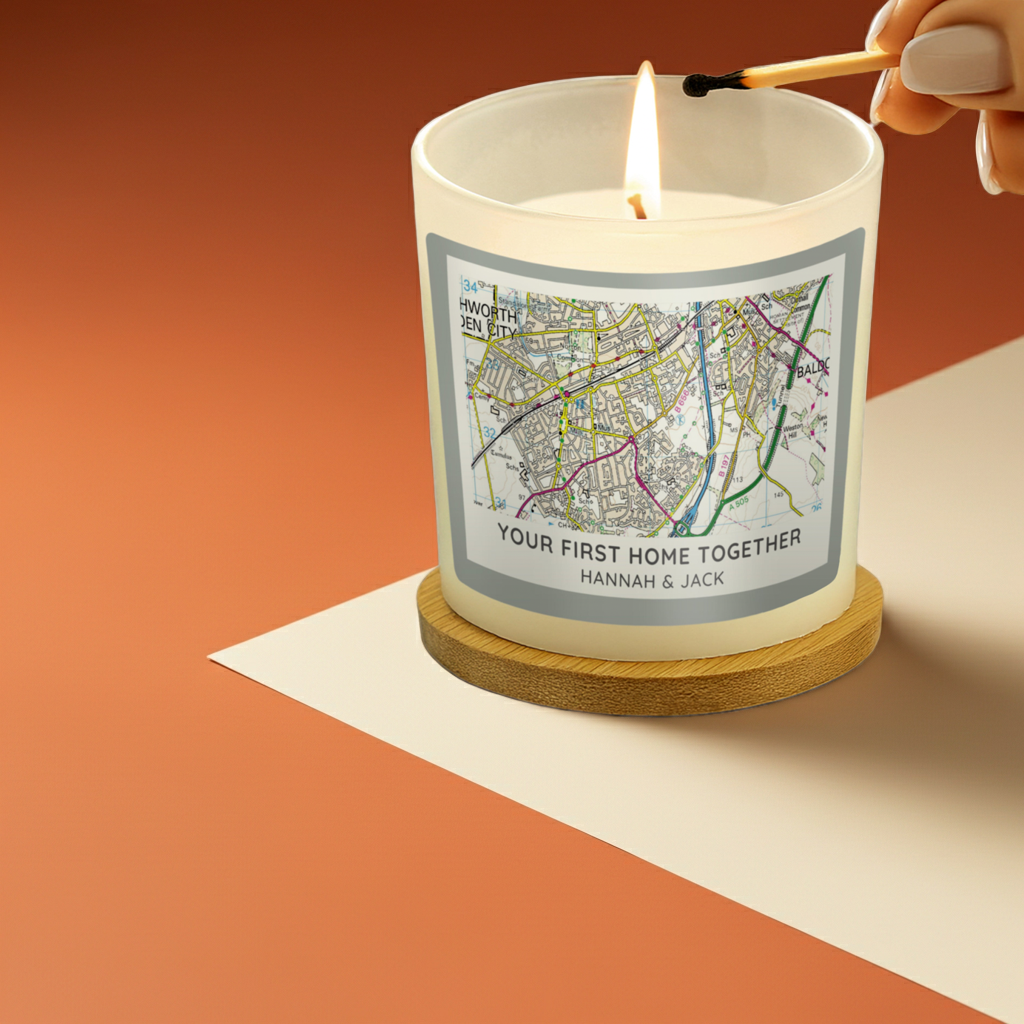 Personalised Present Day Map Vanilla Jar Candle | A Unique Gift for Any Home