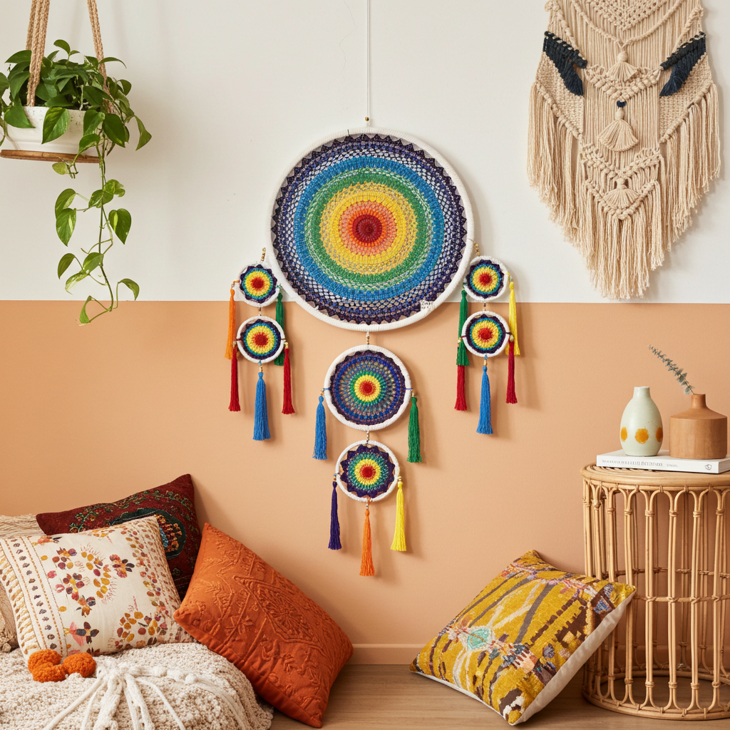 Extra Large Vivid Rainbow Dream Catcher