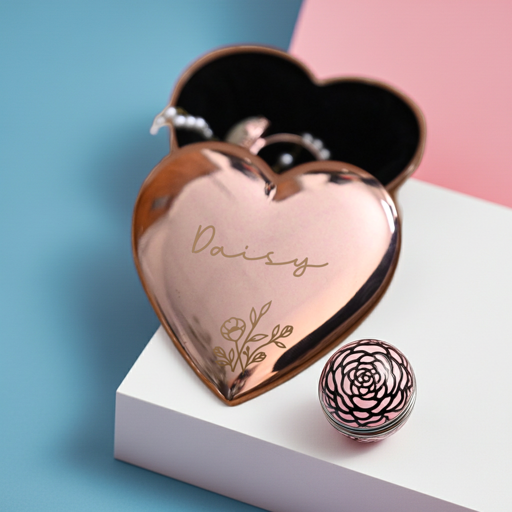 Personalised Rose Gold Heart Trinket Box | A Beautiful Keepsake for Someone Special