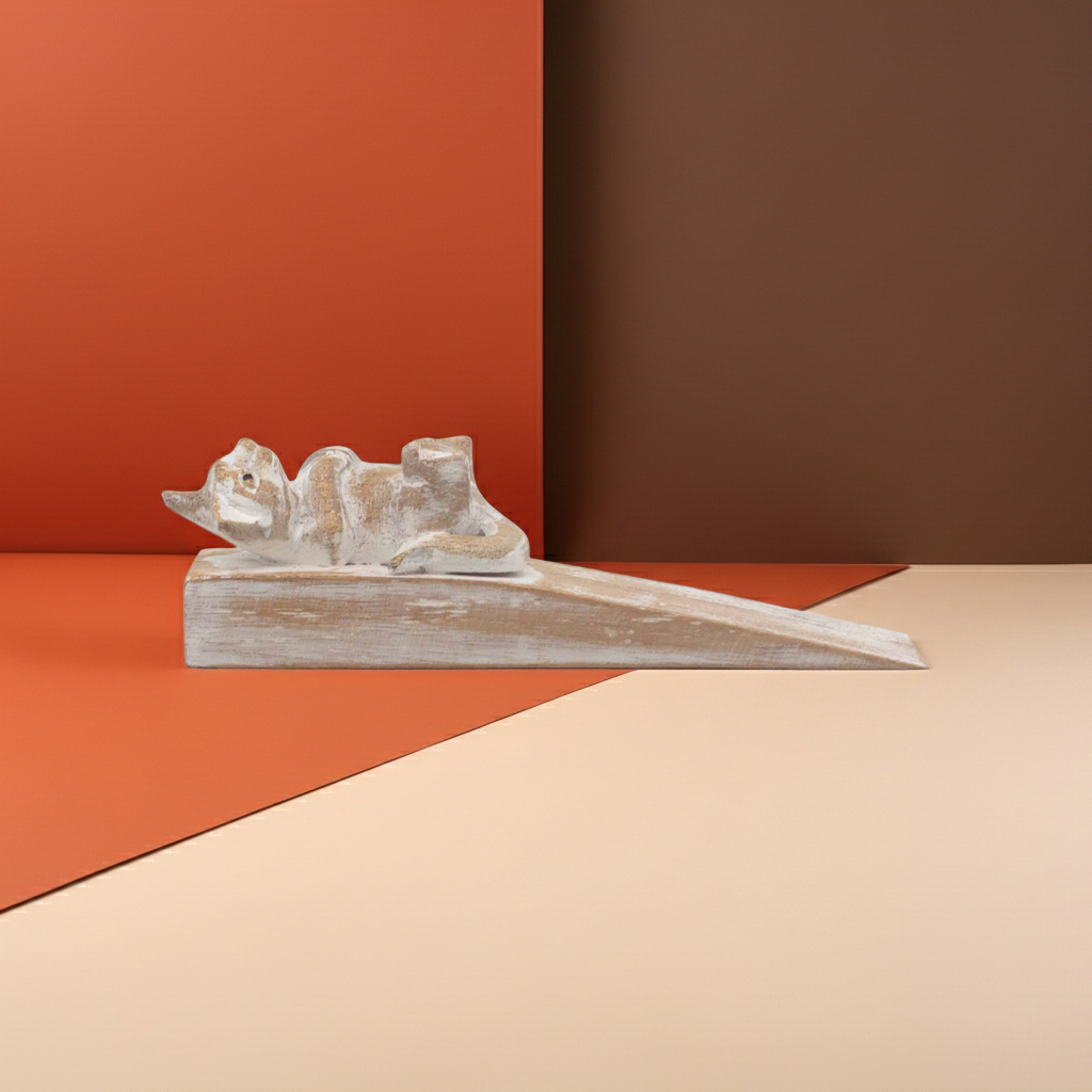 Hand Carved Doorstop - Kitten