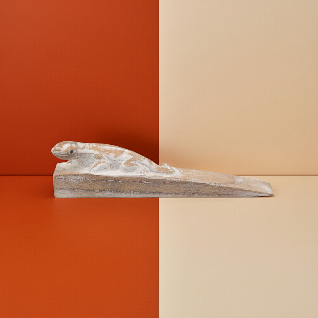 Hand Carved Doorstop - Gecko