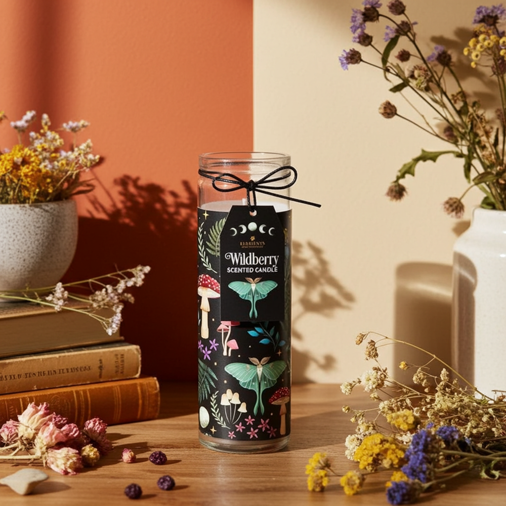 Dark Forest Wildberry Candle 70-Hour Tube Candle Mystical Long Burn Scented Candle for Meditation, Relaxation, & Atmosphere