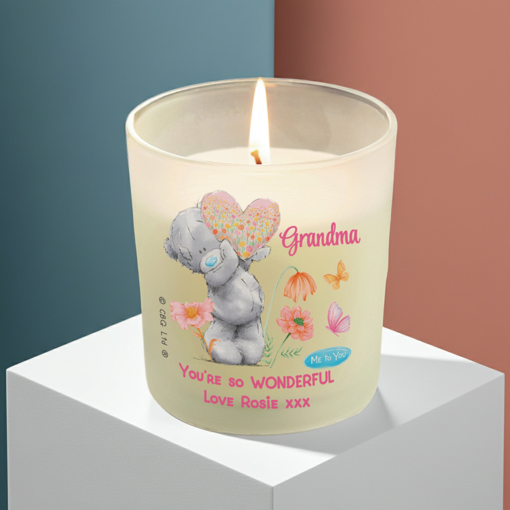 Personalised Me to You Candle Jar | Tatty Teddy Floral Design - Artfully Curated Creations and identify whats in the image