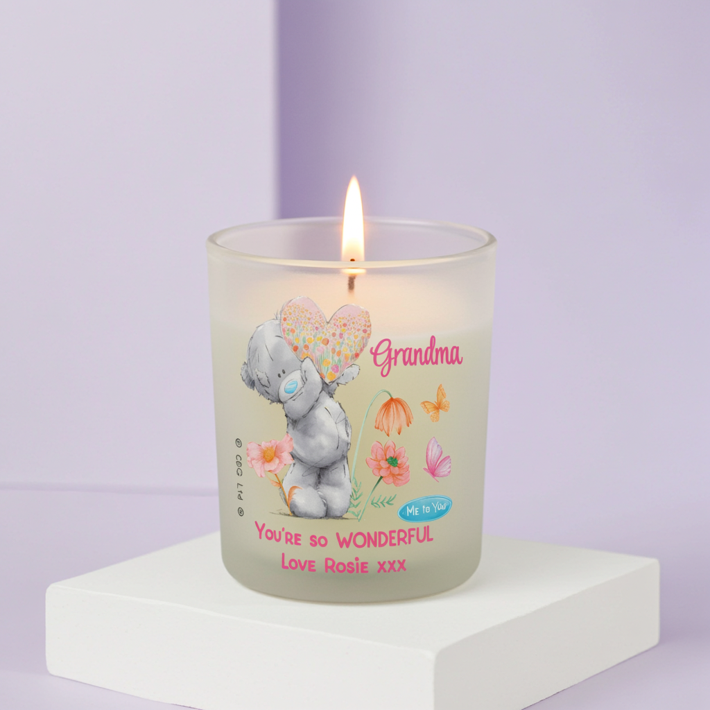 Personalised Me to You Candle Jar | Tatty Teddy Floral Design - Artfully Curated Creations and identify whats in the image