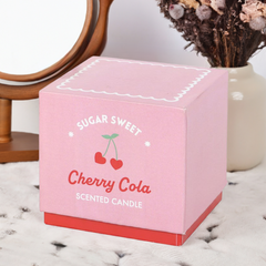 Sugar Sweet Cherry Cola Scented Candle Pink Jar with Gift Box Sweet Romantic Gift, Nostalgic Fragrance, 30-Hour Burn Time