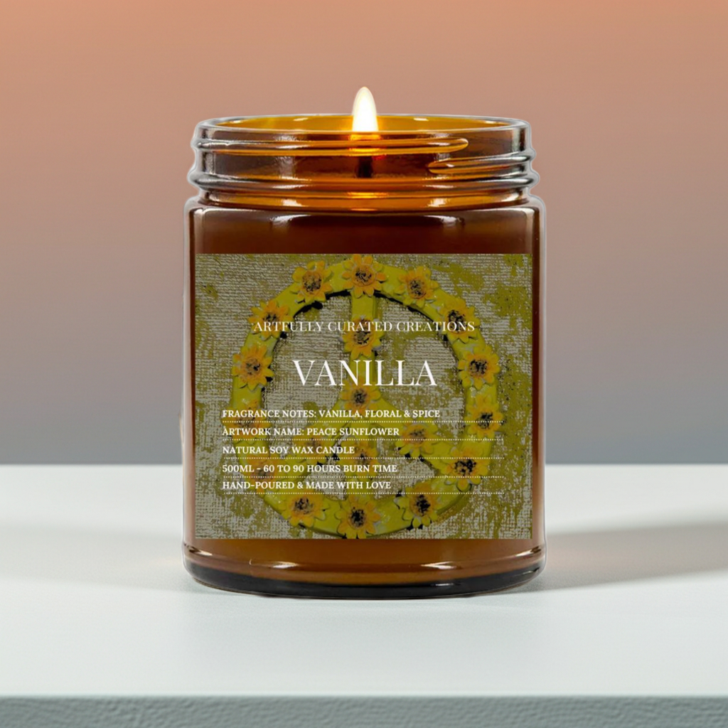 Art Candle Original Clay Artwork Scented Soy Wax in Amber Jar, Handmade Gift, Wedding Favor, Unique Home Décor Candle, Luxury Party Bag Gift - Artfully Curated Creations and identify whats in the image