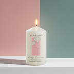 Personalised Birth Flower Pillar Candle | Handmade | A personal gift
