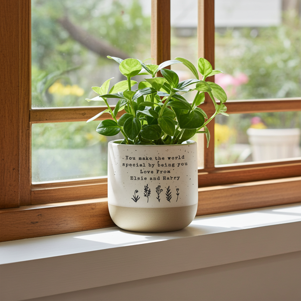 Personalised Floral Flecked Ceramic Plant Pot | A Beautiful Gift for Any Occasion