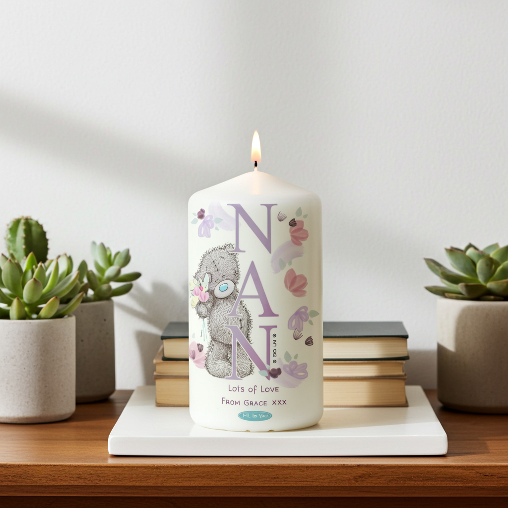Me to You ‘NAN’ Personalised Pillar Candle |  A Heartfelt Gift For Nan - Artfully Curated Creations and identify whats in the image