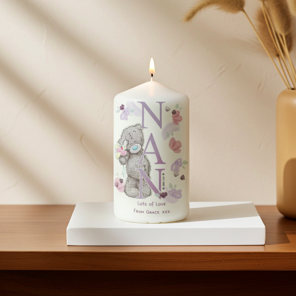 Me to You ‘NAN’ Personalised Pillar Candle |  A Heartfelt Gift For Nan - Artfully Curated Creations and identify whats in the image