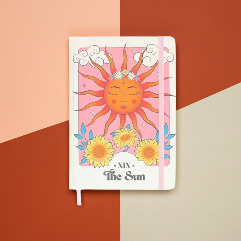The Sun Celestial A5 Notebook - Artfully Curated Creations and identify whats in the image
