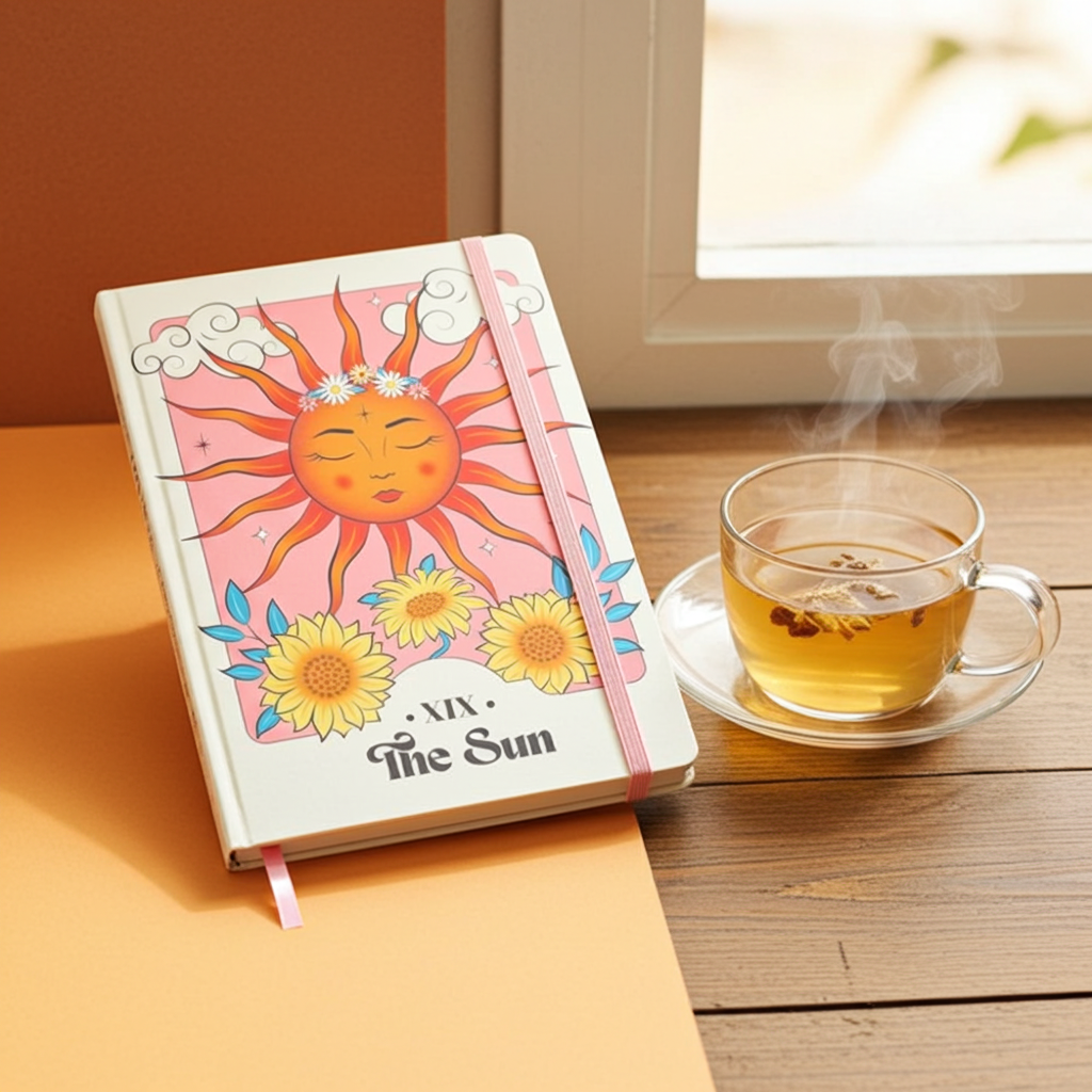 The Sun Celestial A5 Notebook - Artfully Curated Creations and identify whats in the image