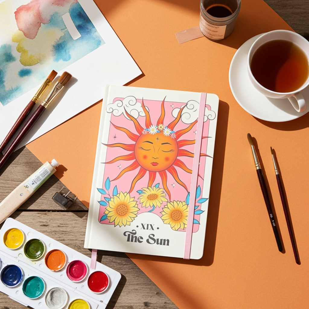 The Sun Celestial A5 Notebook - Artfully Curated Creations and identify whats in the image
