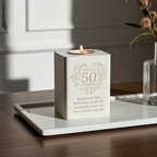 Personalised 50th Anniversary Tealight Holder | Golden Anniversary Keepsake