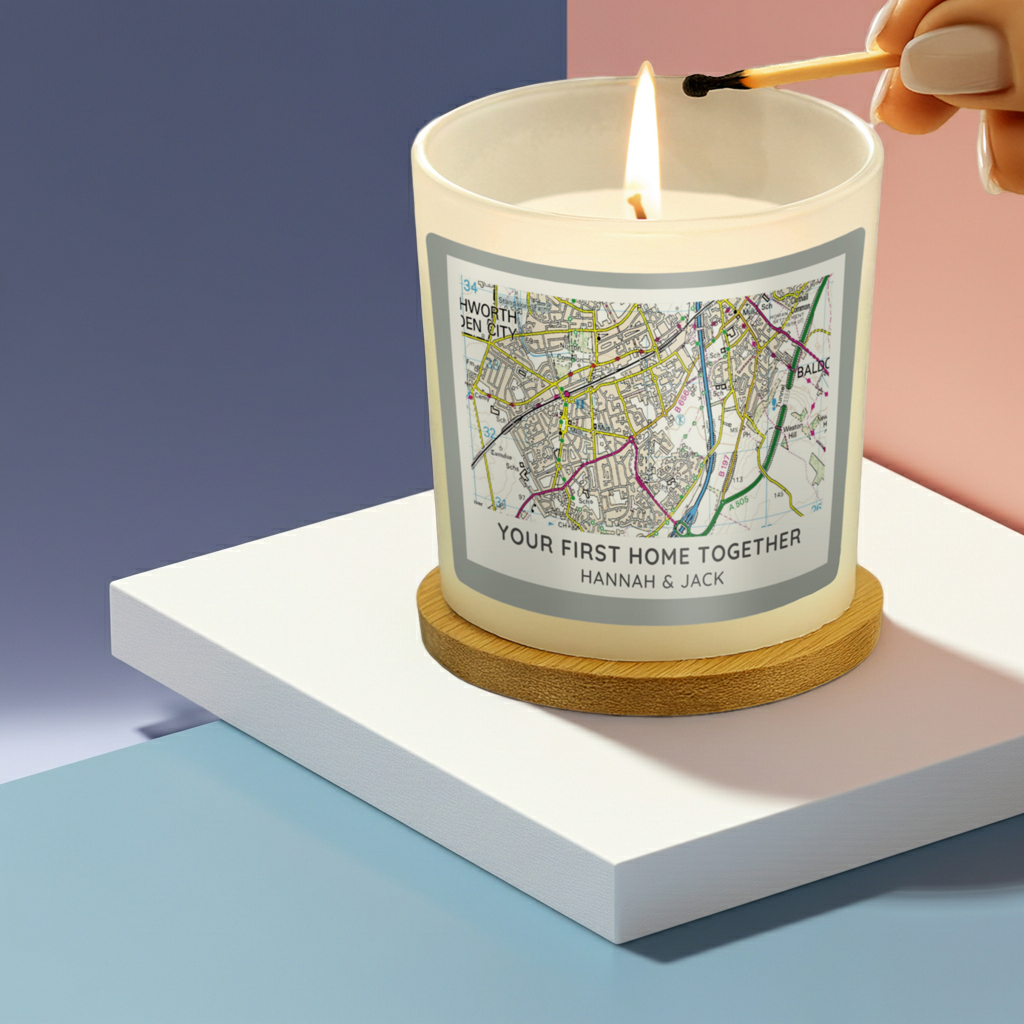 Personalised Present Day Map Vanilla Jar Candle | A Unique Gift for Any Home