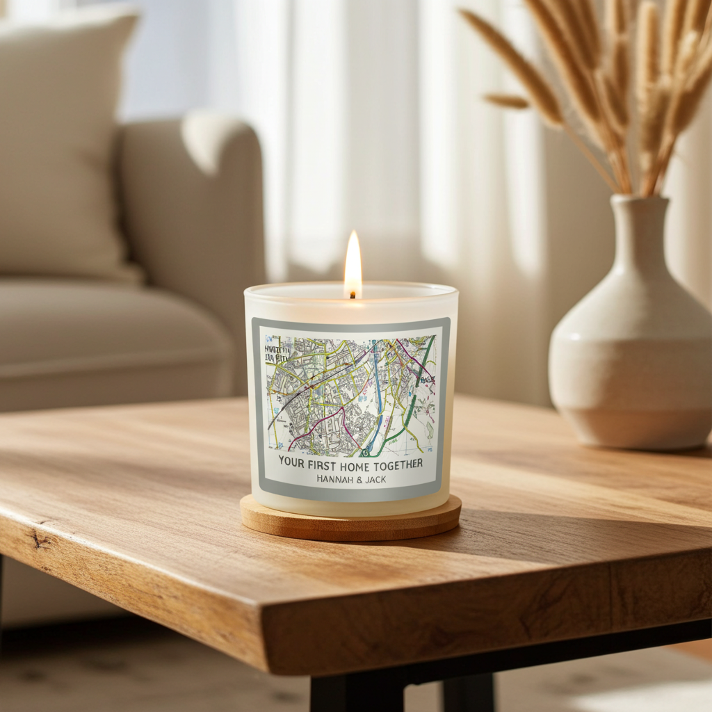 Personalised Present Day Map Vanilla Jar Candle | A Unique Gift for Any Home