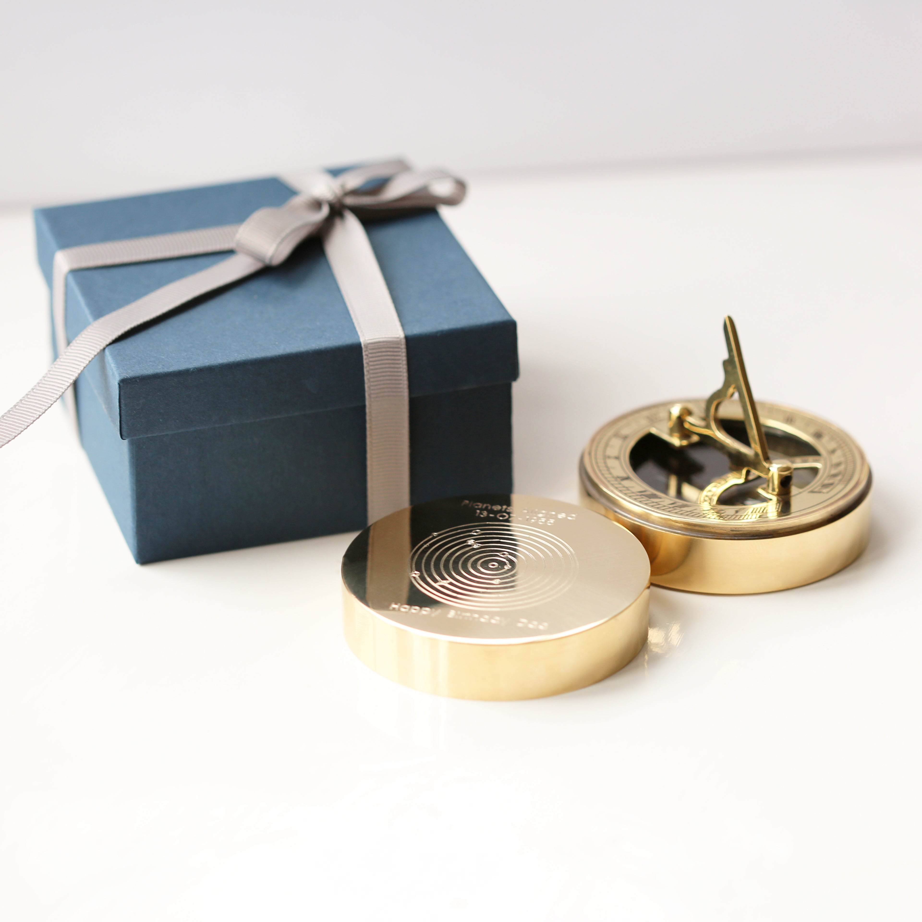 Personalised Handcrafted Planets Aligned Nautical Sundial Compass | Modern Font Engraving | A Personal Gift