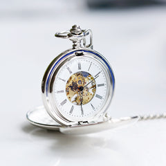 Personalised Handcrafted Dual Opening Pocket Watch | Modern Font Engraving | A Personal Gift