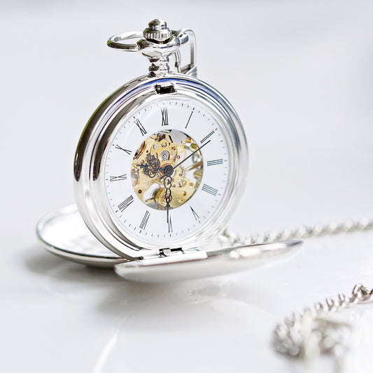Personalised Handcrafted Dual Opening Pocket Watch | Modern Font Engraving | A Personal Gift