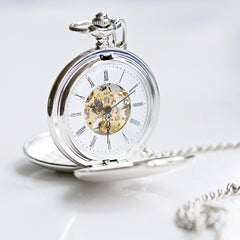 Personalised Handcrafted Dual Opening Pocket Watch | Modern Font Engraving | A Personal Gift