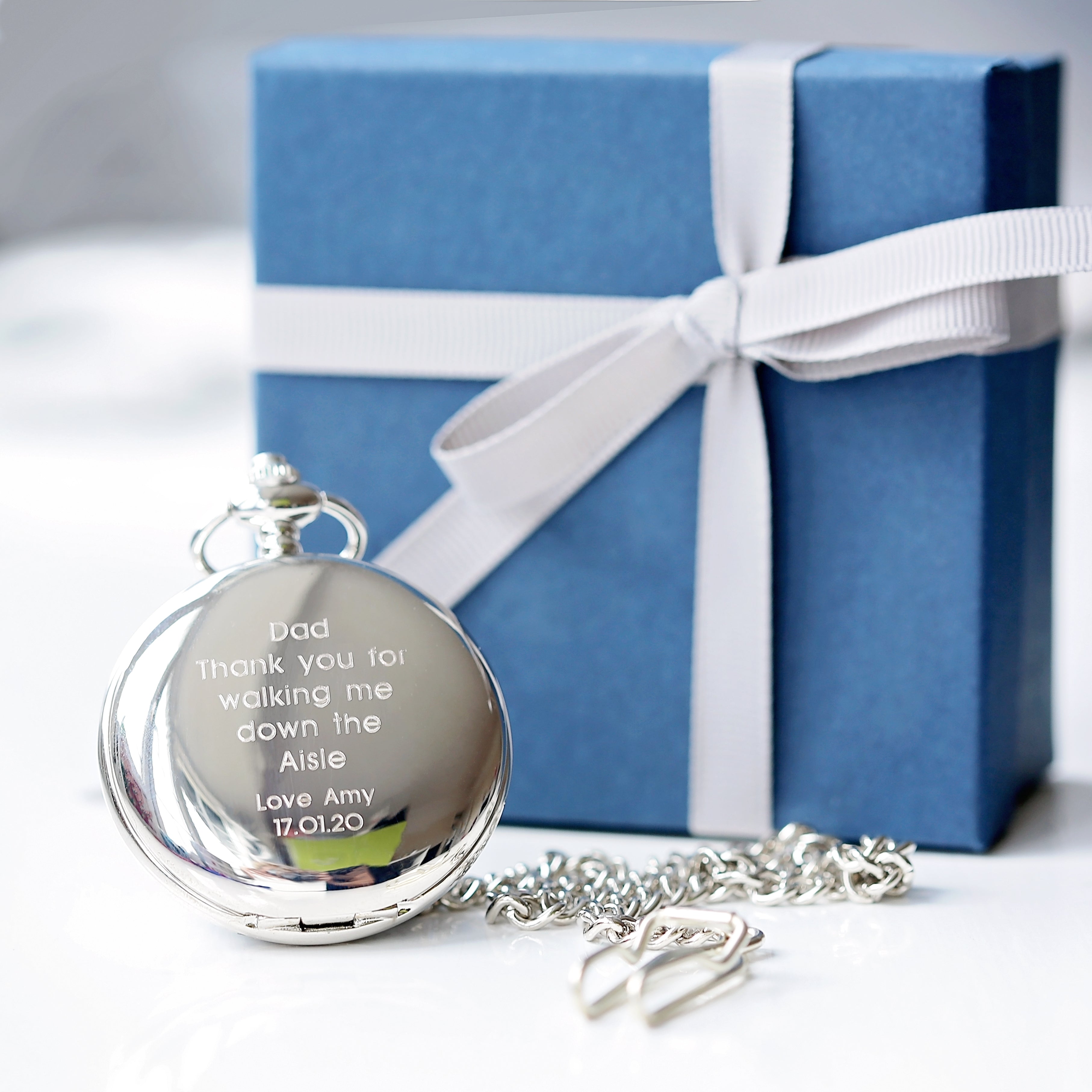 Personalised Handcrafted Dual Opening Pocket Watch | Modern Font Engraving | A Personal Gift