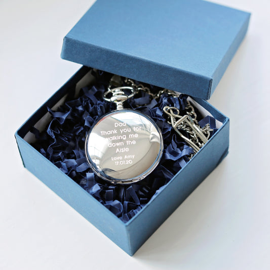 Personalised Handcrafted Dual Opening Pocket Watch | Modern Font Engraving | A Personal Gift