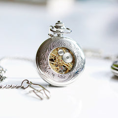 Personalised Handcrafted Roman Skeleton Pocket Watch | Modern Font Engraving | A Personal Gift