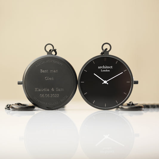 Personalised Handcrafted Pocket Watch By Architect London | Modern Font Engraving | A Personal Gift