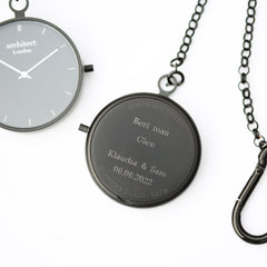 Personalised Handcrafted Pocket Watch By Architect London | Modern Font Engraving | A Personal Gift