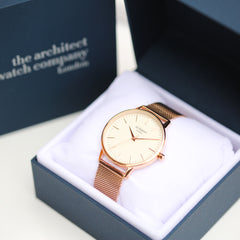 Personalised Ladies Blanc Handcrafted Watch By Architect London | Modern Font Engraving | A Personal Gift