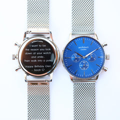 Personalised Men's Motivator Luxury Handcrafted Chronograph Watch By Architect London | Modern Font Engraving | A Personal Gift