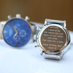 Personalised Men's Motivator Luxury Handcrafted Chronograph Watch By Architect London | Modern Font Engraving | A Personal Gift