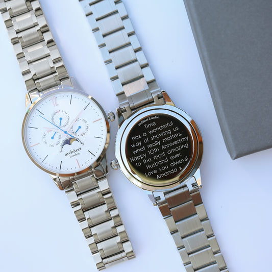 Personalised Men's Apollo Handcrafted Watch By Architect London | Modern Font Engraving | A Personal Gift
