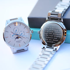 Personalised Men's Apollo Handcrafted Watch By Architect London | Modern Font Engraving | A Personal Gift