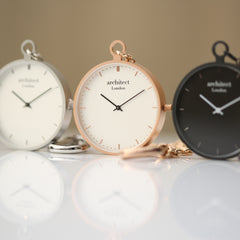 Personalised Handcrafted Pocket Watch By Architect London | Modern Font Engraving | A Personal Gift