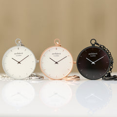 Personalised Handcrafted Pocket Watch By Architect London | Modern Font Engraving | A Personal Gift