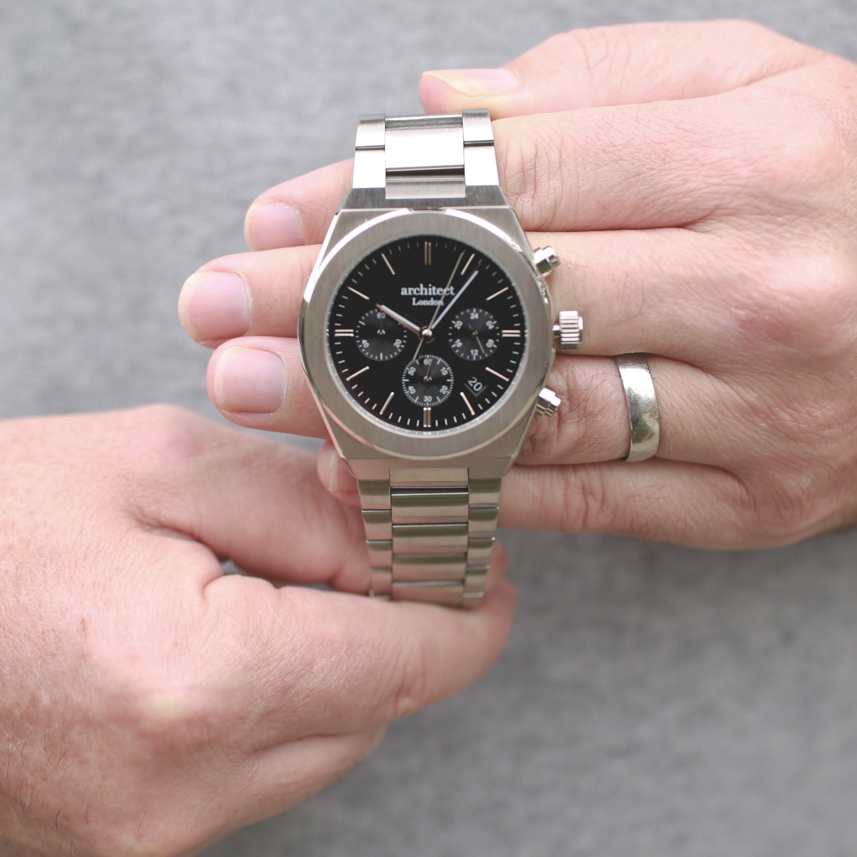 Personalised Men's Orbix Luxury Handcrafted Watch By Architect London | Modern Font Engraving | A Personal Gift