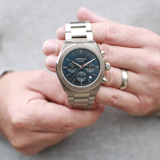 Personalised Men's Orbix Luxury Handcrafted Watch By Architect London | Modern Font Engraving | A Personal Gift